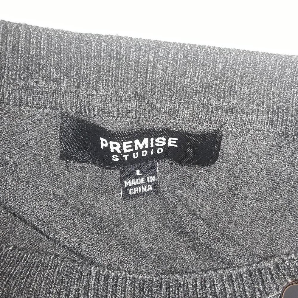 Ladies Premise Studio, LG beautiful dark gray button down 3/4 sleeves cardigan - Picture 5 of 6